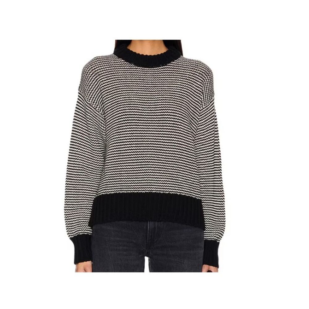 Pistola Jadine 100% Cotton Pullover Women Sweater Size Small Black White Classic